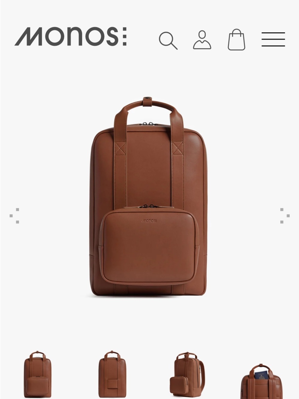 Monos Metro Backpack for Travel in Mahogany Vegan Leather